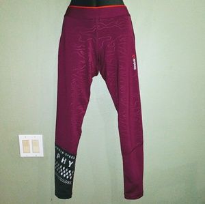 Reebok Patterned Athletic Yoga Legging Pants Sz S